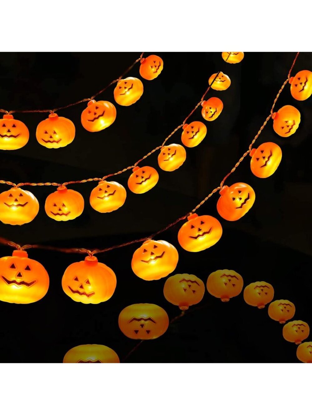 Halloween Decor Decorations Outdoor Pumpkin String Lights 16.4ft 30 LED Circular